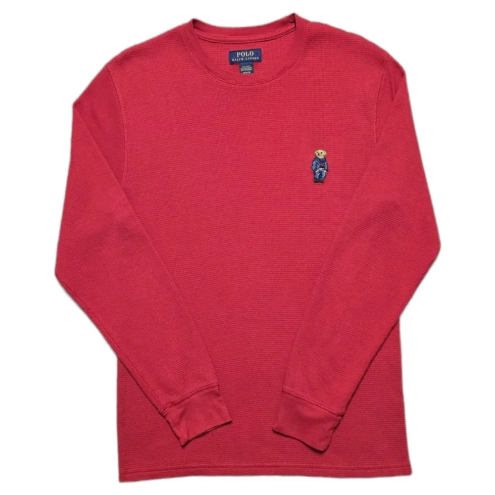 Polo Ralph Lauren Men's Size M Denim Polo Bear L/S Waffle Knit Thermal T-Shirt